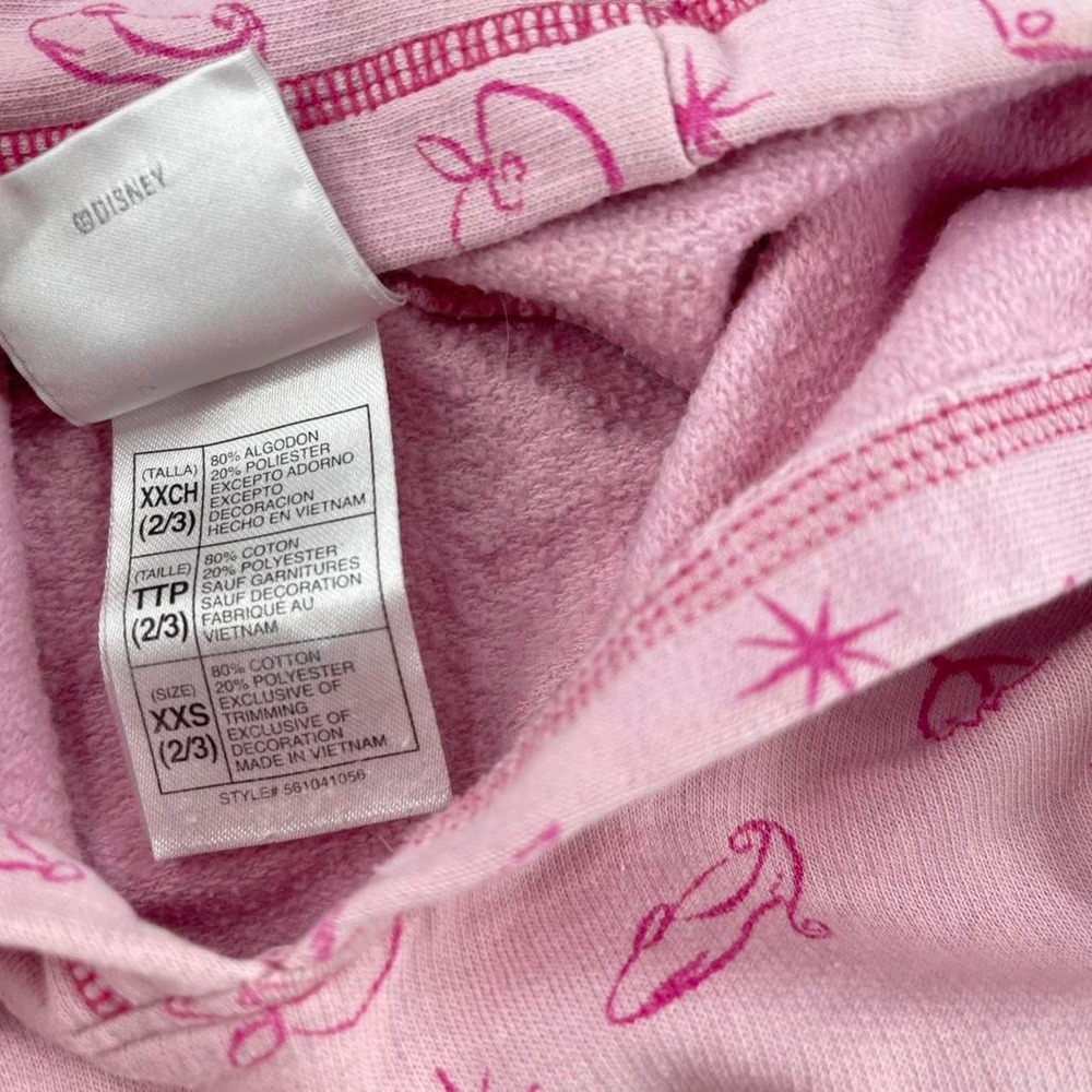 Y2K Disney Princess Toddler Hoodie Rare 2T 3T Cozy Pink Belle Cinderella Bows - Picture 7 of 7